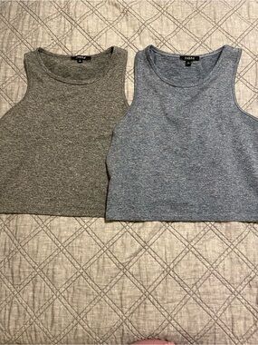 Gray and Blue Crop Tank Tops